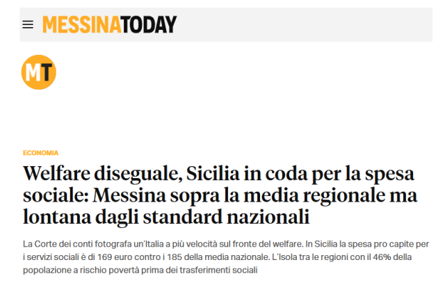 Welfare diseguale, Sicilia in coda per la spesa sociale: Messina sopra la media regionale ma lontana dagli standard nazionali